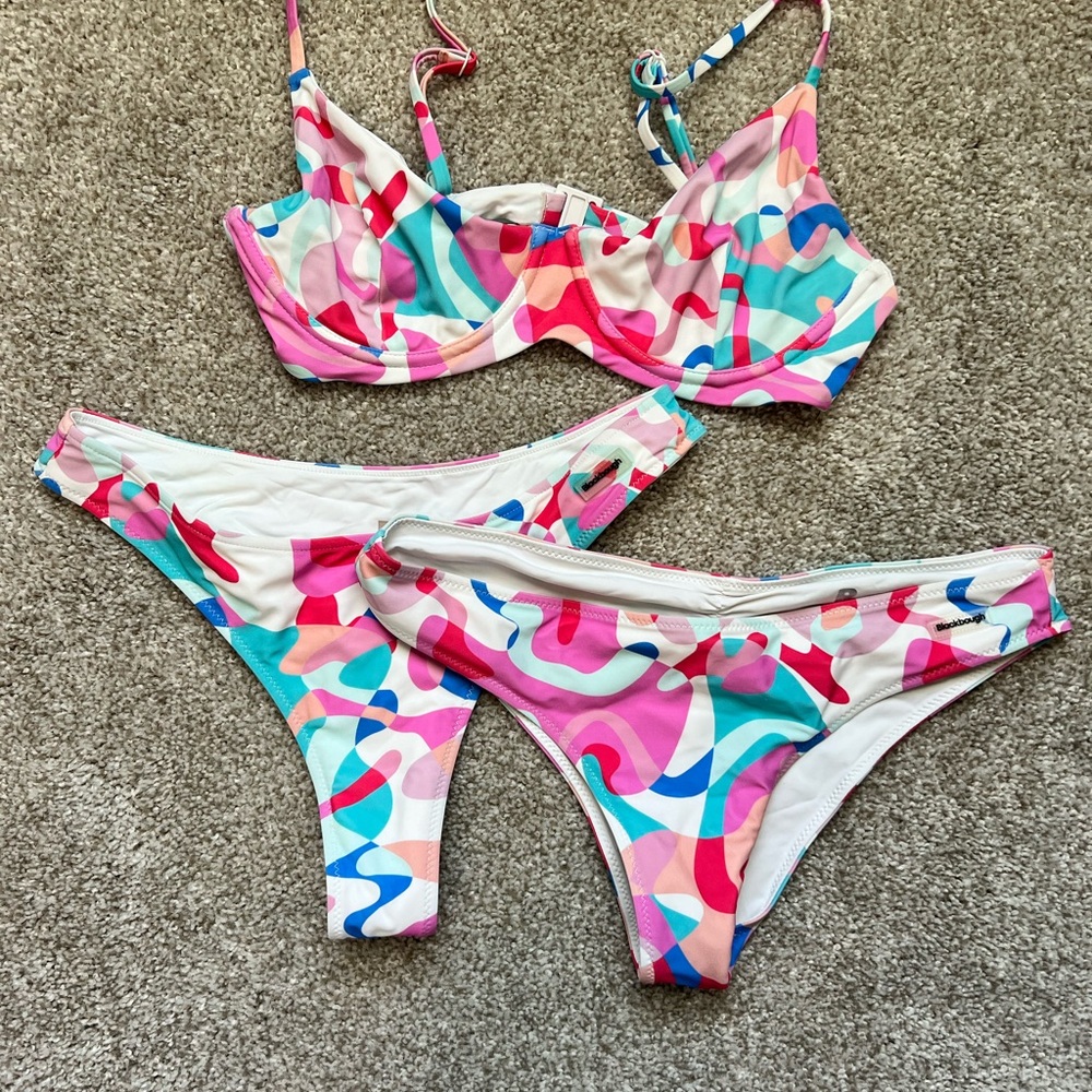 Blackbough Multicolor Bikini Set - 2 bottoms, 1 top